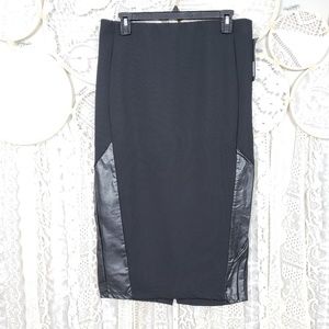 Mossimo Mixed Fabric Black Knit Pencil Skirt